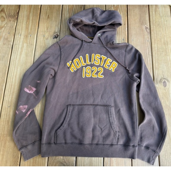 Hollister Other - Vtg Y2K Hollister Hoodie Mens Large Brown Distressed Hoodie Embroidered